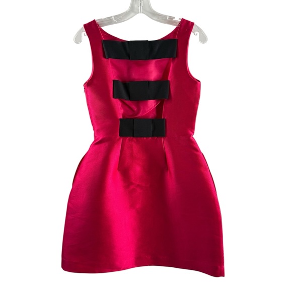 KATE SPADE Hot Pink and Black Mini Bow-Back Dress $428 - Picture 3 of 3